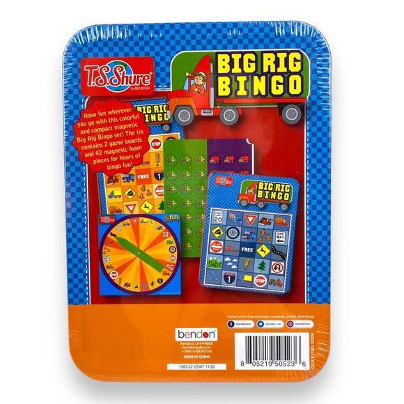 Big Rig Bingo Magnetic Travel Game Tin Storage Case Car Trip Activity TS Shure - Picture 2 of 10